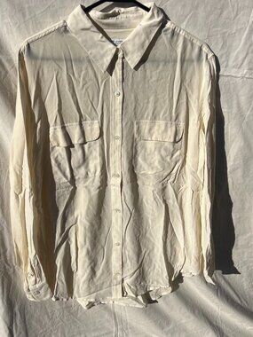 Equipment Womens Long Sleeve Button Down Dress Shirt Ivory Size XXL Silk